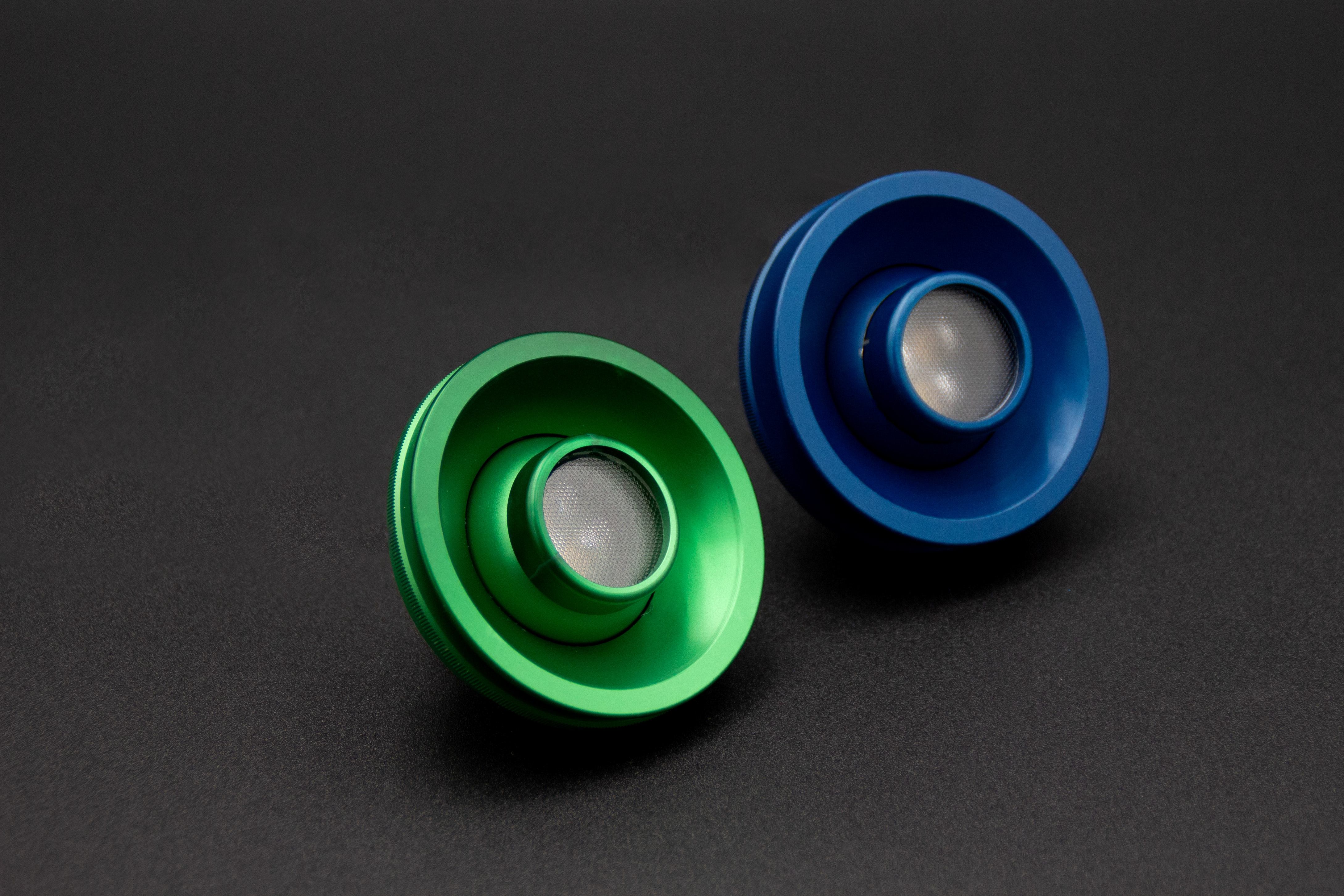 Custom Reading & Accent Lighting Custom LED reading lights in green and blue anodized finishes
