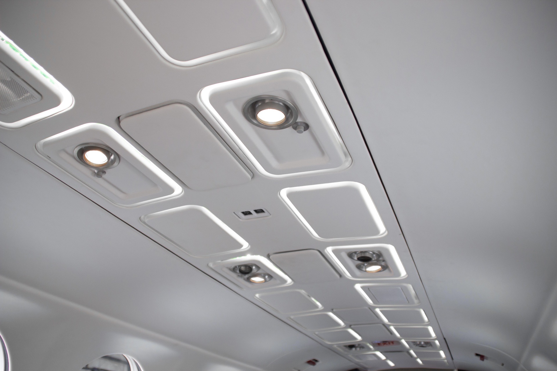 PWI LED cabin lighting installed in aircraft cabin