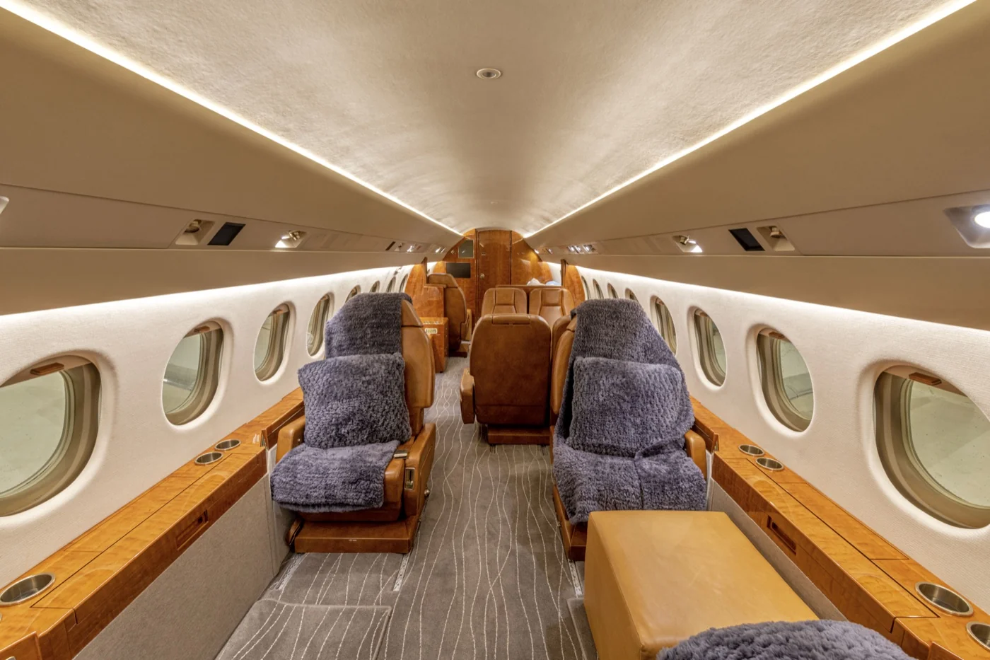 PWI Falcon 900B LED Cabin Lighting Systems replace original fluorescents
