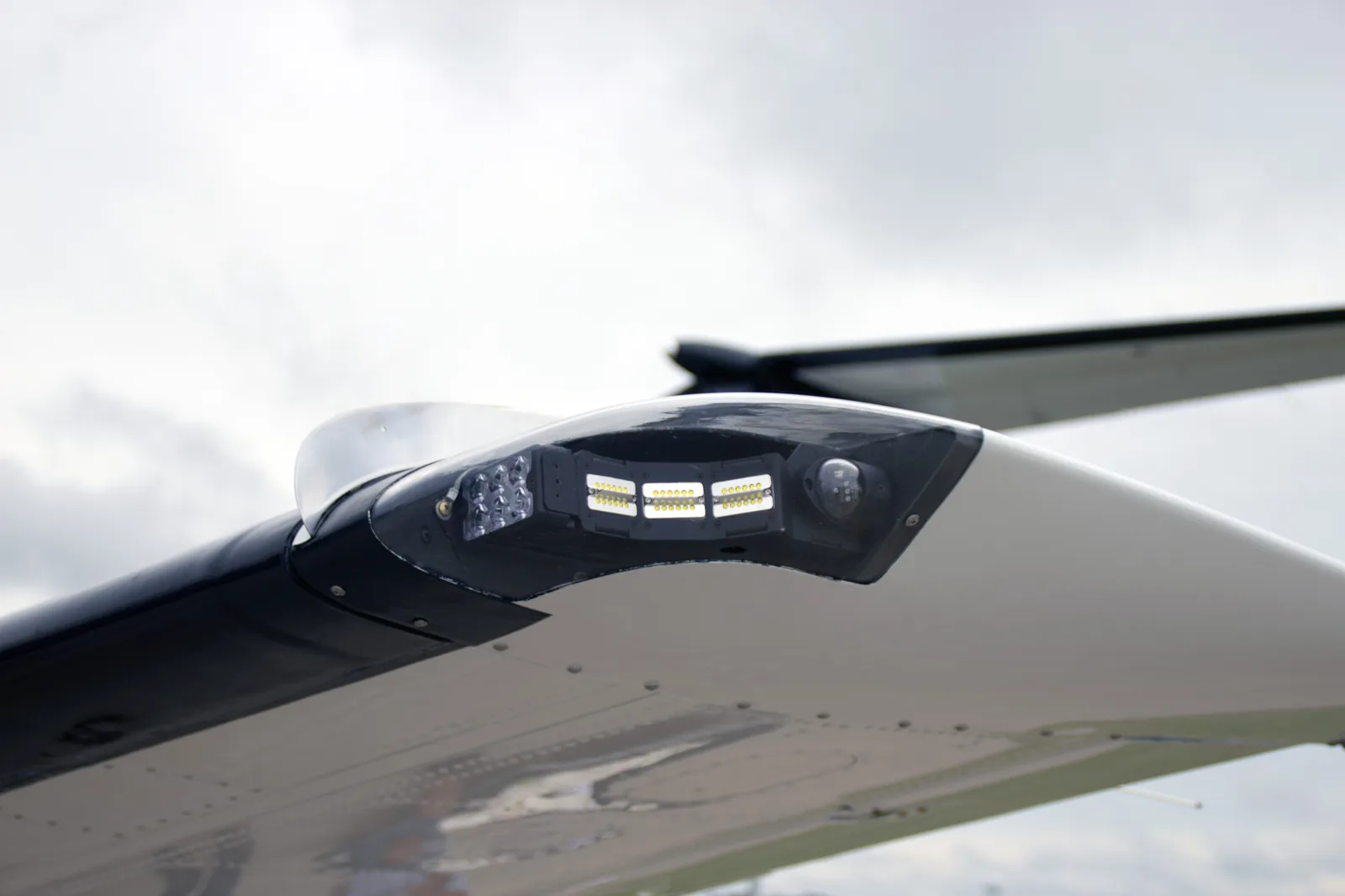 PWI LED wingtip light assembly installed on aircraft wing