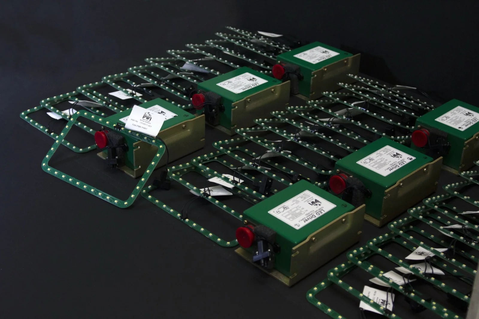 PWI King Air 300 series LED aisle light strips and drivers &mdash; product photo
