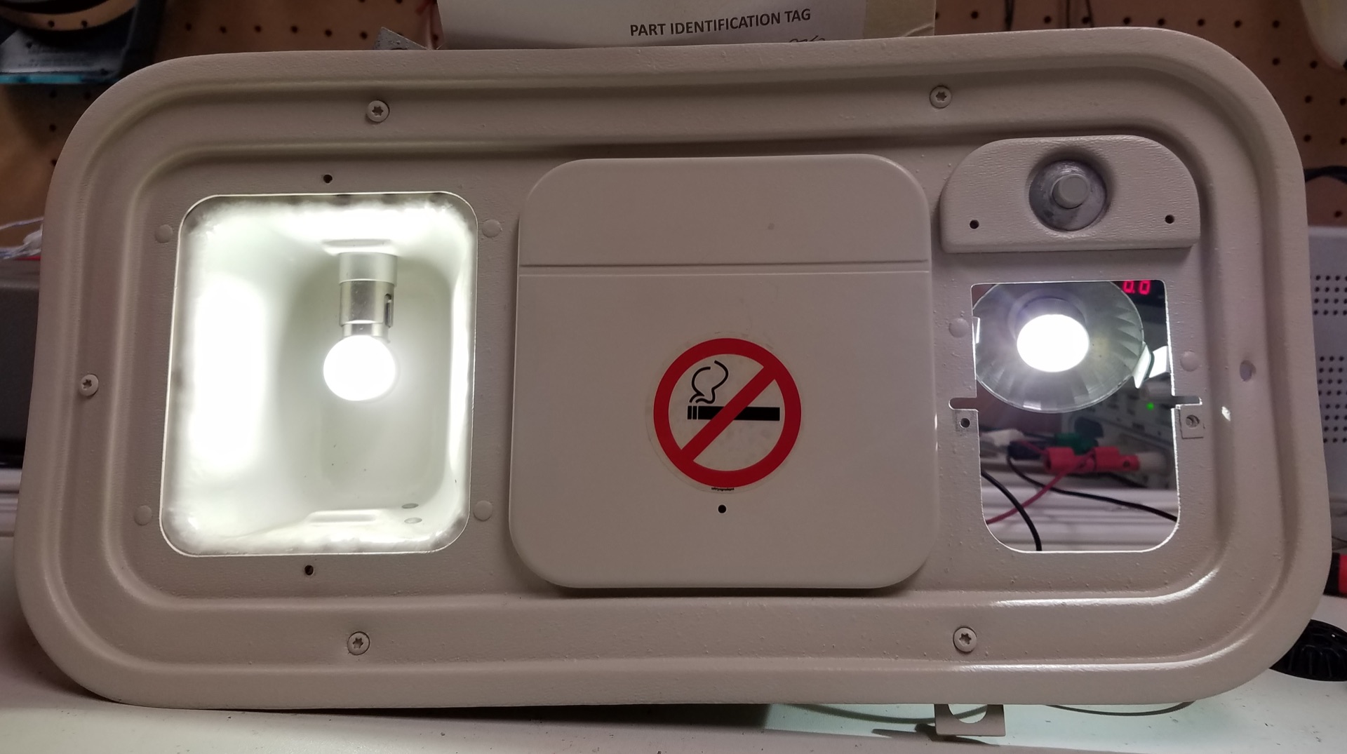 303 Right Angle LED reading light installed in Beechcraft 1900 PSU &mdash; no lenses installed.
