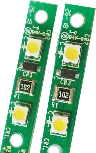 PWI Seat Belt / Smoking Sign LED Backlight — two original LED boards, detail view